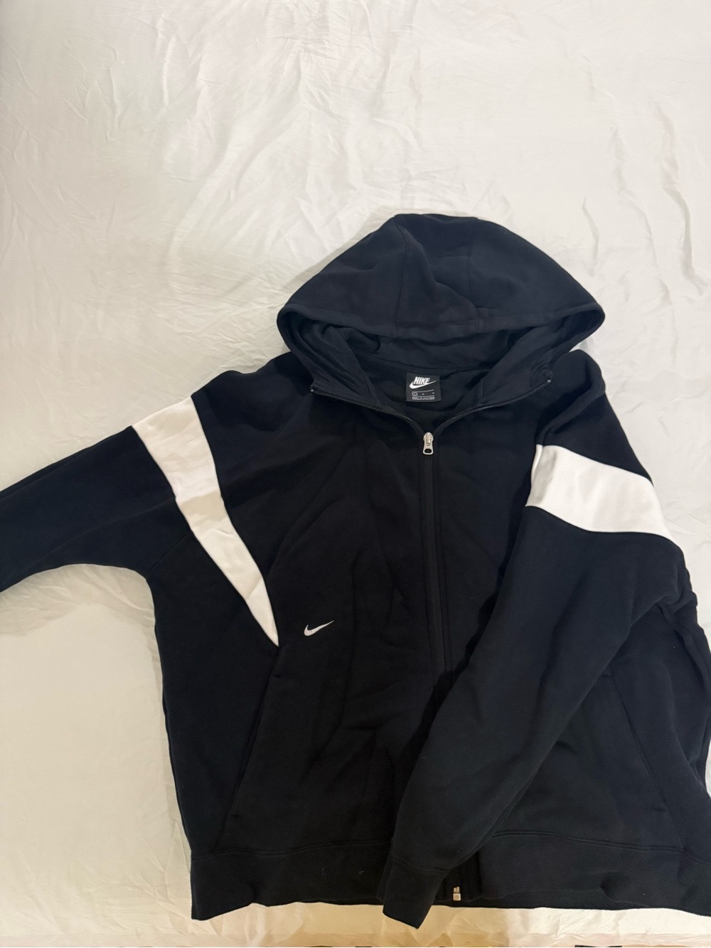 Nike Black and White Zip Front Hoodie Jacket